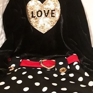 Black velour "Love" dress by CRB girl. Size 4